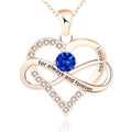Collana cuore infinito oro rosa con pietra blu e incisione I Love You - September Dark Blue Stone Rose Gold