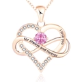 Collana cuore infinito oro rosa con gemma rosa e incisione I love you per lei - October Pink Stone Rose Gold