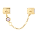 Chaînette de sécurité modulaire italienne dorée avec détail en perle mauve clair - Violet Clair Rond (4095)