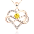Collana cuore infinito oro rosa con pietra gialla e incisione I love you - November Yellow Stone Rose Gold