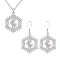 Schmuckset mit Schneeflocke und Rentier bestehend aus Kette und Ohrringen - Halskette und Ohrringe Set