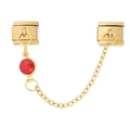 Bracelet italien modulaire avec maillons plaqués or et pendentif pierre de naissance rouge - Rouge Rond (4097)