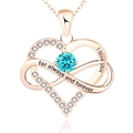 Collana cuore infinito in oro rosa con gemma blu e incisione I Love You - December Sea Blue Stone Rose Gold