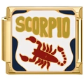 Italian charm link featuring golden Scorpio text and red scorpion on enamel finish - Scorpio (4318-Scorpio Gold)