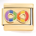 Gold stainless steel Italian charm with rainbow enamel infinity symbol for DIY bracelets - Six-Color Infinity Symbol Style (4238)