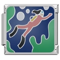 Italian charm link in stainless steel with a colorful scuba diver enamel design - Deep Sea Diving Style (4253)