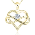 Collana in oro rosa con cuore e simbolo dell'infinito, zirconi e incisione romantica - Oro Diamante Bianco Aprile