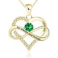 Collana cuore infinito oro rosa con pietra verde e incisione I Love You Forever - May Green Stone Gold