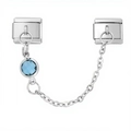 Italian modular charm bracelet 9mm stainless steel safety chain with blue crystal - Dark Blue Round Gemstone Style (4199)