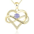 Collana cuore infinito oro rosa con gemma viola e incisione I love you - June Light Purple Stone Gold
