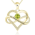 Collana cuore infinito oro rosa con pietra verde e incisione I love you sempre - August Light Green Stone Gold