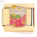 Macro view of gold Italian charm link with colorful enamel star and moon potion bottle - Star Moon Beaker Gold (4216)