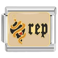 Maillon de bracelet italien avec serpent doré et cœur rouge sur acier inoxydable poli - Style Serpent REP (4266)