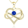 Collana cuore infinito in oro rosa con pietra blu e incisione I love you forever - September Dark Blue Stone Gold
