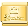 Italian charm link in gold stainless steel with crown design and Princess engraving - Gold Crown Princess
