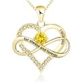 Collana cuore infinito in oro rosa con gemma gialla e incisioni romantiche da donna - November Yellow Stone Gold