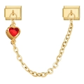 Gold modular charm bracelet safety chain featuring a faceted red heart stone pendant - Red Heart Pendant (4364)