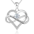 Collana a cuore infinito in oro rosa con pietra tonda e incisione per donne - April White Stone Silver
