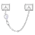 Italiaanse modulaire armband van roestvrij staal met hartvormige hanger en dubbele schakels - 4371-Transparant Hart