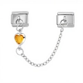 Veiligheidsketting voor Italiaanse bedelarmband van staal met gele hartvormige steen - 4378-Gouden Hart