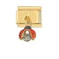 Makroaufnahme des Goldmoduls mit rotem Marienkäfer-Anhänger und funkelndem Zirkonia - Gold Roter Marienkäfer Stil (4462)