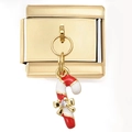 Détail du maillon doré modulaire avec breloque sucre d'orge en émail rouge et blanc et cristal - Gold Candy Cane (4763)