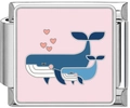 Detail of whale and heart charm for modular bracelets made of stainless steel - Deep Sea Shark (4989)
