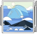 Detailed close-up of stainless steel Italian charm featuring a polar iceberg scenery - Mirage (5001)