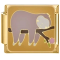 Gold stainless steel DIY bracelet link with cute enamel sloth and pink flower design - Gold Koala (4918)