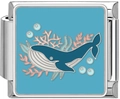 Macro shot of a blue ocean theme whale and coral charm for Italian charm bracelets - Deep Sea Sperm Whale (4982)