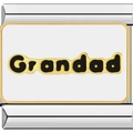 Stainless steel DIY charm bracelet link featuring gold Grandad lettering on white enamel - Grandad Style - White Background (1732)