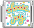 Close-up of a stainless steel Italian charm featuring 'choose joy' and colorful dots - choose joy(5007)