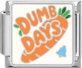 Detail of Italian charm with orange carrot design and DUMB DAYS text on stainless steel - DUMB DAYS(5012)