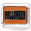 Classic 9mm stainless steel Italian charm link with orange Halloween enamel design - Halloween Enamel