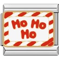 Italian modular charm bracelet link in stainless steel with festive Ho Ho Ho design - HOHOHO Design (1312)