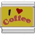 Italian modular charm link in stainless steel with I Love Coffee enamel design - Coffee Design (1318)