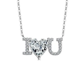 Collana in argento S925 con ciondolo I Heart U e pietre di zircone scintillanti - Tono Platino (Zirconia Bianca)