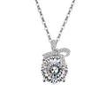 S925 sterling zilveren ketting met strikhanger en een sprankelende ronde hoofdsteen - 925 zilver / Platina (Witte Zirkoon)
