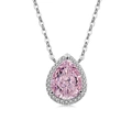 Elegante S925 zilveren ketting met roze peervormige hanger en sprankelende kristallen - Platina (Roze Zirkonia)