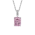 Elegant silver necklace featuring a rectangular radiant cut pink gemstone pendant - Platinum (Pink Zirconia)
