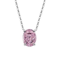 Elegant silver necklace featuring an oval cut pink gemstone in a secure 4-claw setting - Platinum (Pink Zirconia)