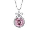 Exquisite S925 sterling silver necklace with pink ice-cut zircon and butterfly accent - 925 Silver / Platinum (Pink Zirconia)