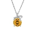 Zilveren ketting 925 met een gele edelsteen en een strikvormige hanger - 925 zilver / Platina Kleur (Goudgele Zirconia)