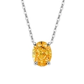 Elegant silver necklace with an oval-cut faceted yellow gemstone pendant for women - Silver Tone (Golden Yellow Zirconia)