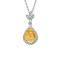 Collana con pendente a goccia con gemma gialla e diamanti bianchi in finitura argento - Color Platino (Zirconia Giallo Oro)