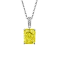 Exquisite silver necklace featuring a rectangular yellow gemstone pendant with claw setting - Platinum Color (Apple Green Zirconia)