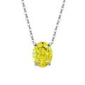 Elegant silver necklace with an oval yellow zircon pendant in a classic four-prong setting - Silver Tone (Apple Green Zirconia)
