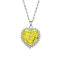 Halskette mit herzförmigem gelbem Edelstein und Halo-Diamantbesatz auf Silberkette - Silberton (Apfelgrüner Zirkonia)