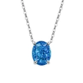 Elegant oval-cut blue sapphire pendant necklace with a polished silver-tone chain - Silver Tone (Sapphire Blue Zirconia)