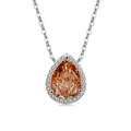 Elegant S925 sterling silver necklace with pear-shaped champagne gemstone pendant - Platinum Color (Champagne Zirconia)